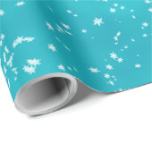White Snowflakes Falling Winter Turquoise Ombre Cadeaupapier (Rol Hoek)
