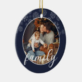 White Snowflakes Family Dark Blue Foto Keramisch Ornament (Rechts)