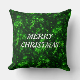 White Snowflakes Green Background Sierkussen