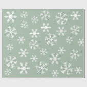 White Snowflakes Green op Background Kerstmis Cadeaupapier (Vlak)