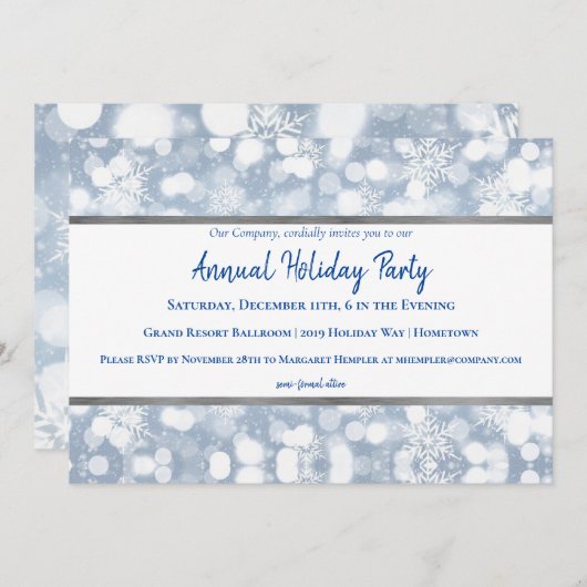 White Snowflakes Holiday Party Uitnodiging (Voorkant / Achterkant)