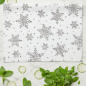 White Snowflakes Kitchen Towel Theedoek (Gevouwen)