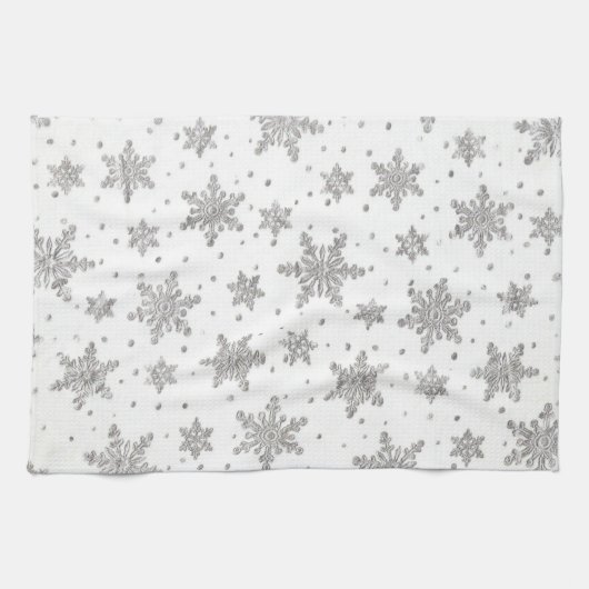 White Snowflakes Kitchen Towel Theedoek (Horizontaal)