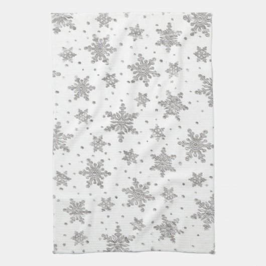 White Snowflakes Kitchen Towel Theedoek (Verticaal)