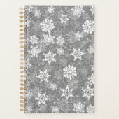 White Snowflakes Luxurious Gray Elegant Christmas Planner (Voorkant)