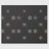 White Snowflakes On Black Background Christmas Cadeaupapier (Vlak)