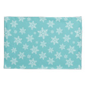 White Snowflakes on Blue Winter Pattern Kussensloop (Achterkant)