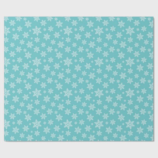 White Snowflakes on Bluw Winter Pattern Cadeaupapier (Vlak)