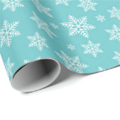 White Snowflakes on Bluw Winter Pattern Cadeaupapier (Rol Hoek)