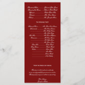 White Snowflakes on Cranberry Wedding Programme Programmakaart (Achterkant)