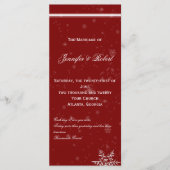 White Snowflakes on Cranberry Wedding Programme Programmakaart (Voorkant)