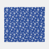 White Snowflakes on Dark Blue Winter Pattern Fleece Deken (Voorkant (Horizontaal))