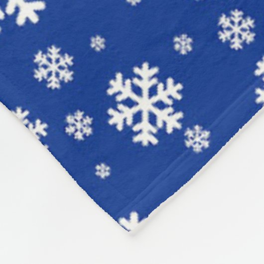 White Snowflakes on Dark Blue Winter Pattern Fleece Deken (Hoek)