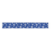 White Snowflakes on Dark Blue Winter Pattern Grosgrain Lint (Voorkant)