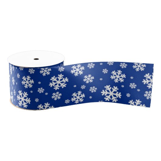 White Snowflakes on Dark Blue Winter Pattern Grosgrain Lint (Spoel)