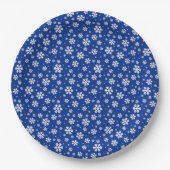 White Snowflakes on Dark Blue Winter Pattern Papieren Bordje (Voorkant)