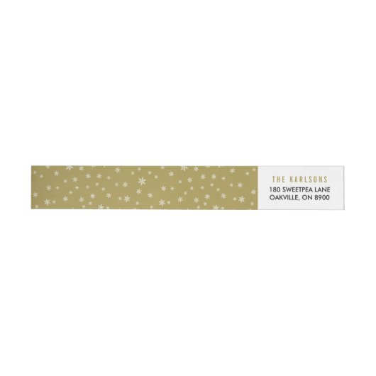 White Snowflakes on Gold Holiday Address Label (Individueel)