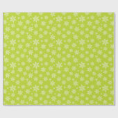 White Snowflakes on Green Winter Pattern Cadeaupapier (Vlak)