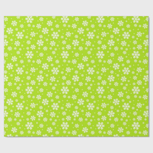 White Snowflakes on Green Winter Pattern Cadeaupapier (Vlak)