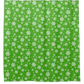 White Snowflakes on Green Winter Pattern Douchegordijn (Voorkant)