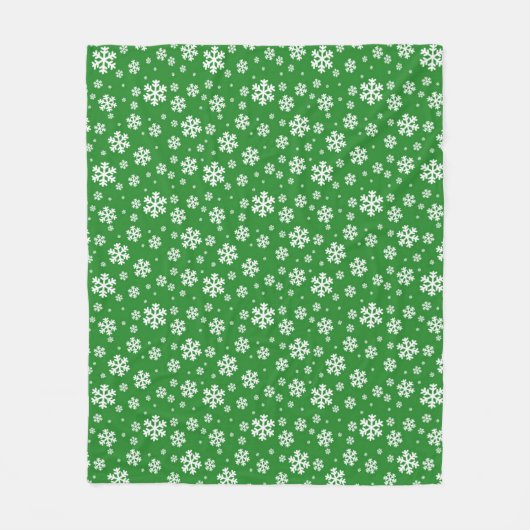 White Snowflakes on green Winter Pattern Fleece Deken (Voorkant)