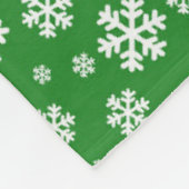 White Snowflakes on green Winter Pattern Fleece Deken (Hoek)