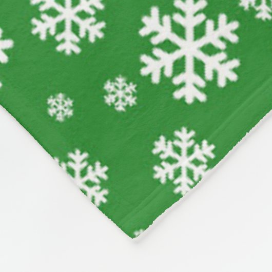 White Snowflakes on green Winter Pattern Fleece Deken (Hoek)