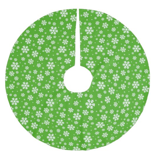 White Snowflakes on Green Winter Pattern Kerstboom Rok (Voorkant)