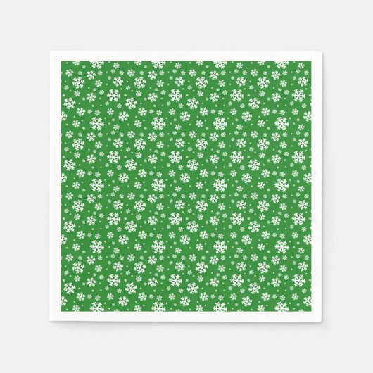 White Snowflakes on green Winter Pattern Servet (Voorkant)