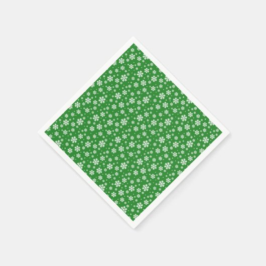 White Snowflakes on green Winter Pattern Servet (Hoek)