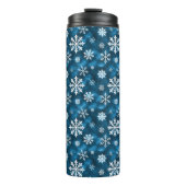 White Snowflakes On Icy Blue Winter Background Thermosbeker (Voorkant)