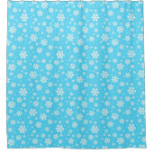 White Snowflakes on Light Blue Winter Pattern Douchegordijn (Voorkant)