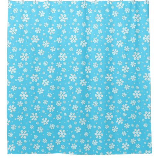 White Snowflakes on Light Blue Winter Pattern Douchegordijn (Voorkant)