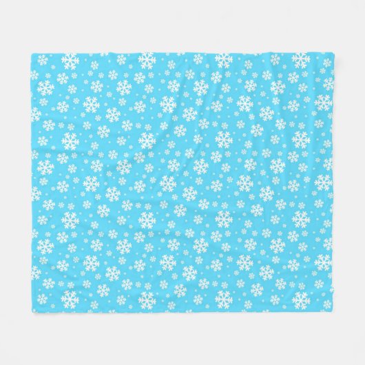 White Snowflakes on Light Blue Winter Pattern Fleece Deken (Voorkant (Horizontaal))