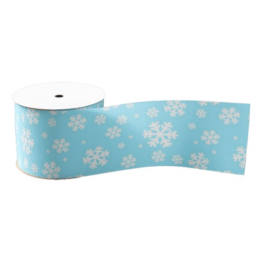 White Snowflakes on Light Blue Winter Pattern Grosgrain Lint (Spoel)