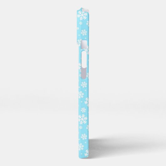 White Snowflakes on Light Blue Winter Pattern iPhone Hoesje (Linkerkant)