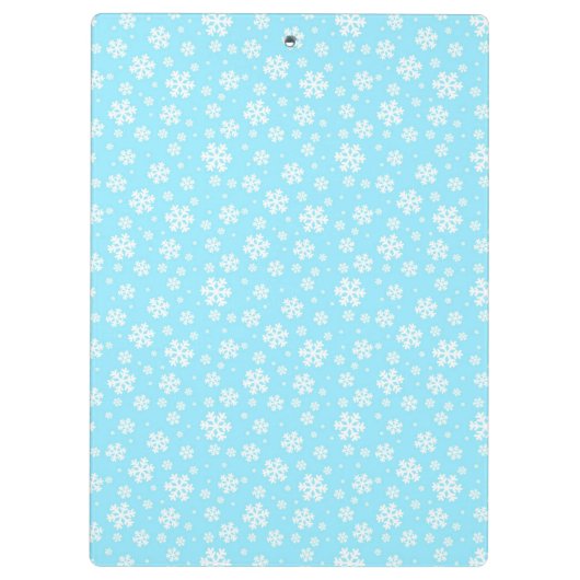 White Snowflakes on Light Blue Winter Pattern Klembord (Achterkant)