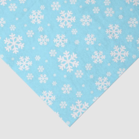 White Snowflakes on Light Blue Winter Pattern Tissuepapier (Detail)