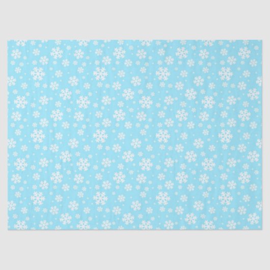 White Snowflakes on Light Blue Winter Pattern Tissuepapier (Voorkant)