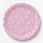 White Snowflakes on Light Pink Winter Pattern Papieren Bordje (Voorkant)