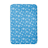 White Snowflakes on Mid Blue Winter Pattern Badmat (Voorkant Verticaal)