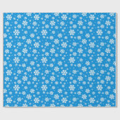 White Snowflakes on Mid Blue Winter Pattern Cadeaupapier (Vlak)