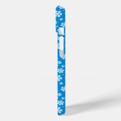 White Snowflakes on Mid Blue Winter Pattern Case-Mate iPhone Case (Achterkant / Links)