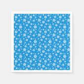 White Snowflakes on Mid Blue Winter Pattern Servet (Voorkant)