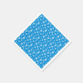 White Snowflakes on Mid Blue Winter Pattern Servet (Hoek)