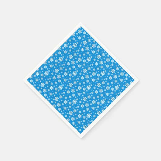 White Snowflakes on Mid Blue Winter Pattern Servet (Hoek)