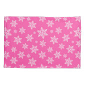 White Snowflakes on Pink Winter Pattern Kussensloop (Achterkant)