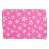 White Snowflakes on Pink Winter Pattern Kussensloop (Voorkant)