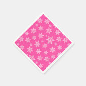 White Snowflakes on Pink Winter Pattern Servet (Hoek)