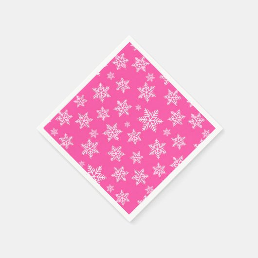 White Snowflakes on Pink Winter Pattern Servet (Hoek)